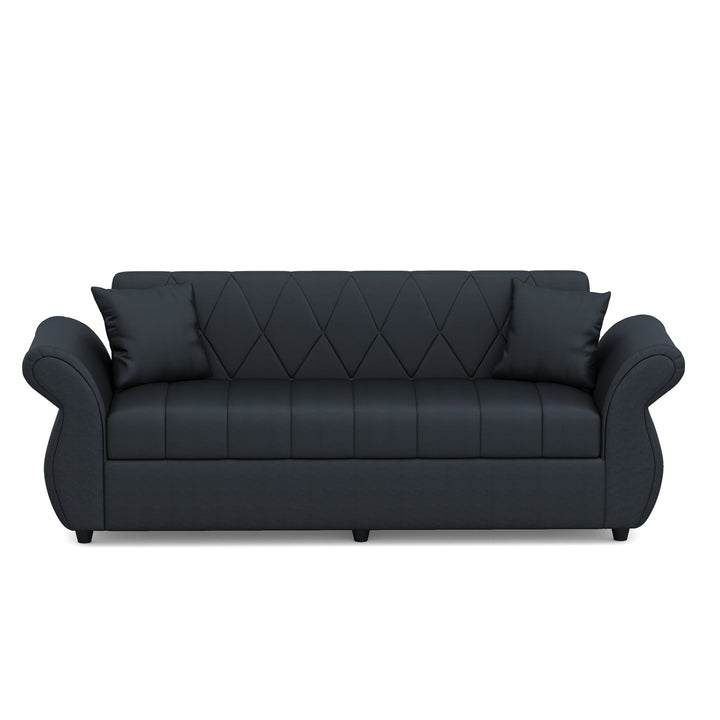 Bharat Lifestyle Alina Leatherette Upholstery 3 + 2 + 2 + D + CT Seater (Finish Color - Black) Sofa, Luxurious Looks and Comfortable Sofa for Living Room, Bedroom, Home and Office, Wooden Frame Sofa, Assembly DIY(Do - It - Yourself) - BHARAT LIFESPACE PRIVATE LIMITED