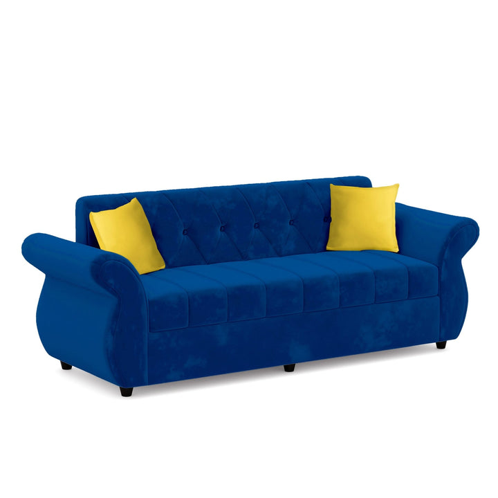 Bharat Lifestyle Alina Suede Velvet Fabric 3 + 2 + 2 + D + CT Seater (Finish Color – Blue) Sofa, Luxurious Looks and Comfortable Sofa for Living Room, Bedroom, Home and Office, Wooden Frame Sofa, Assembly DIY(Do - It - Yourself) - BHARAT LIFESPACE PRIVATE LIMITED