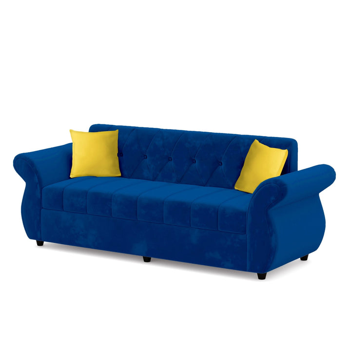 Bharat Lifestyle Alina Suede Velvet Fabric 3 + 2 + 2 + D + CT Seater (Finish Color – Blue) Sofa, Luxurious Looks and Comfortable Sofa for Living Room, Bedroom, Home and Office, Wooden Frame Sofa, Assembly DIY(Do - It - Yourself) - BHARAT LIFESPACE PRIVATE LIMITED