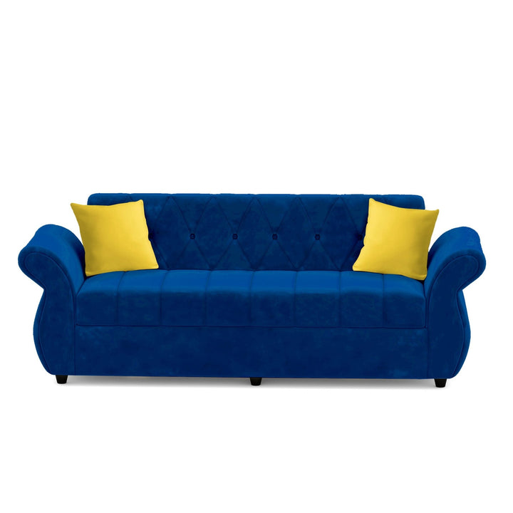 Bharat Lifestyle Alina Suede Velvet Fabric 3 + 2 + 2 + D + CT Seater (Finish Color – Blue) Sofa, Luxurious Looks and Comfortable Sofa for Living Room, Bedroom, Home and Office, Wooden Frame Sofa, Assembly DIY(Do - It - Yourself) - BHARAT LIFESPACE PRIVATE LIMITED