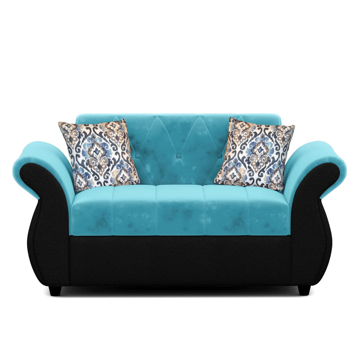 Bharat Lifestyle Alina Suede Velvet Fabric 3 + 2 + D + CT Seater (Finish Color – Aqua Blue & Black) Sofa, Luxurious Looks and Comfortable Sofa for Living Room, Bedroom, Home and Office, Wooden Frame Sofa, Assembly DIY(Do - It - Yourself) - BHARAT LIFESPACE PRIVATE LIMITED