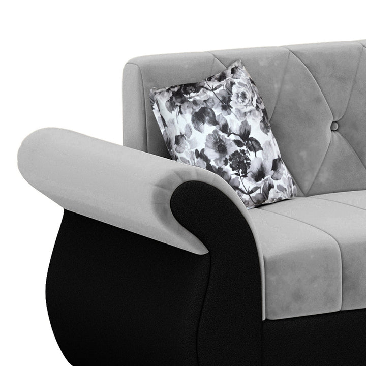 Bharat Lifestyle Alina Suede Velvet Fabric 3 + 2 + D + CT Seater (Finish Color – Black and Grey) Sofa, Luxurious Looks and Comfortable Sofa for Living Room, Bedroom, Home and Office, Wooden Frame Sofa, Assembly DIY(Do - It - Yourself) - BHARAT LIFESPACE PRIVATE LIMITED