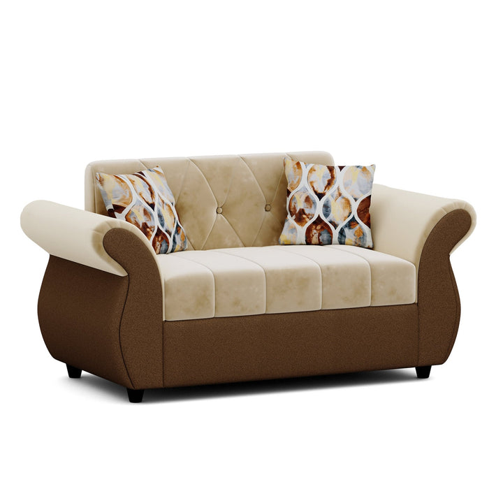 Bharat Lifestyle Alina Suede Velvet Fabric 3 + 2 + D + CT Seater (Finish Color – Cream and Brown) Sofa, Luxurious Looks and Comfortable Sofa for Living Room, Bedroom, Home and Office, Wooden Frame Sofa, Assembly DIY(Do - It - Yourself) - BHARAT LIFESPACE PRIVATE LIMITED