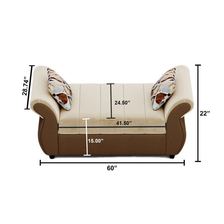 Bharat Lifestyle Alina Suede Velvet Fabric 3 + 2 + D + CT Seater (Finish Color – Cream and Brown) Sofa, Luxurious Looks and Comfortable Sofa for Living Room, Bedroom, Home and Office, Wooden Frame Sofa, Assembly DIY(Do - It - Yourself) - BHARAT LIFESPACE PRIVATE LIMITED