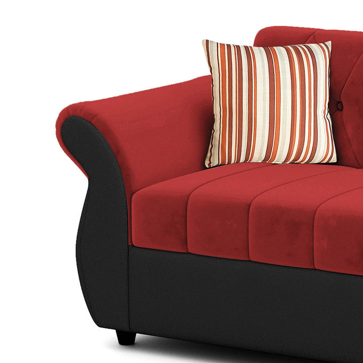 Bharat Lifestyle Alina Suede Velvet Fabric 3 + 2 + D + CT Seater (Finish Color - Red & Black) Sofa, Luxurious Looks and Comfortable Sofa for Living Room, Bedroom, Home and Office, Wooden Frame Sofa, Assembly DIY(Do - It - Yourself) - BHARAT LIFESPACE PRIVATE LIMITED