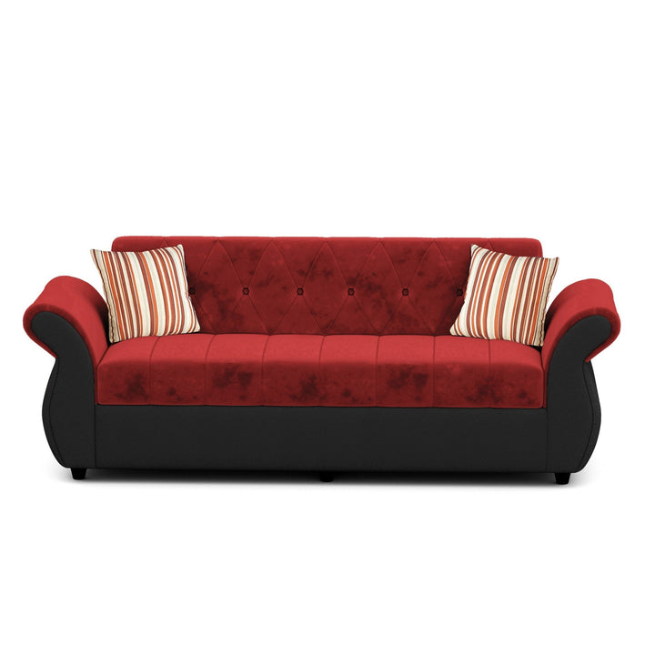 Bharat Lifestyle Alina Suede Velvet Fabric 3 + 2 + D + CT Seater (Finish Color - Red & Black) Sofa, Luxurious Looks and Comfortable Sofa for Living Room, Bedroom, Home and Office, Wooden Frame Sofa, Assembly DIY(Do - It - Yourself) - BHARAT LIFESPACE PRIVATE LIMITED