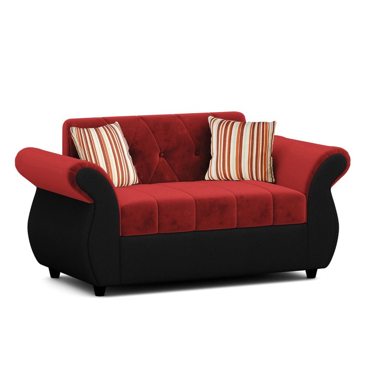 Bharat Lifestyle Alina Suede Velvet Fabric 3 + 2 + D + CT Seater (Finish Color - Red & Black) Sofa, Luxurious Looks and Comfortable Sofa for Living Room, Bedroom, Home and Office, Wooden Frame Sofa, Assembly DIY(Do - It - Yourself) - BHARAT LIFESPACE PRIVATE LIMITED