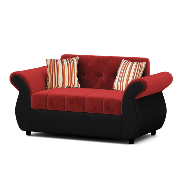 Bharat Lifestyle Alina Suede Velvet Fabric 3 + 2 + D + CT Seater (Finish Color - Red & Black) Sofa, Luxurious Looks and Comfortable Sofa for Living Room, Bedroom, Home and Office, Wooden Frame Sofa, Assembly DIY(Do - It - Yourself) - BHARAT LIFESPACE PRIVATE LIMITED