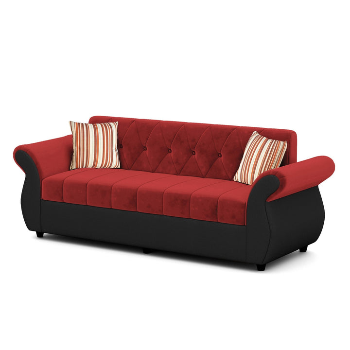 Bharat Lifestyle Alina Suede Velvet Fabric 3 + 2 + D + CT Seater (Finish Color - Red & Black) Sofa, Luxurious Looks and Comfortable Sofa for Living Room, Bedroom, Home and Office, Wooden Frame Sofa, Assembly DIY(Do - It - Yourself) - BHARAT LIFESPACE PRIVATE LIMITED