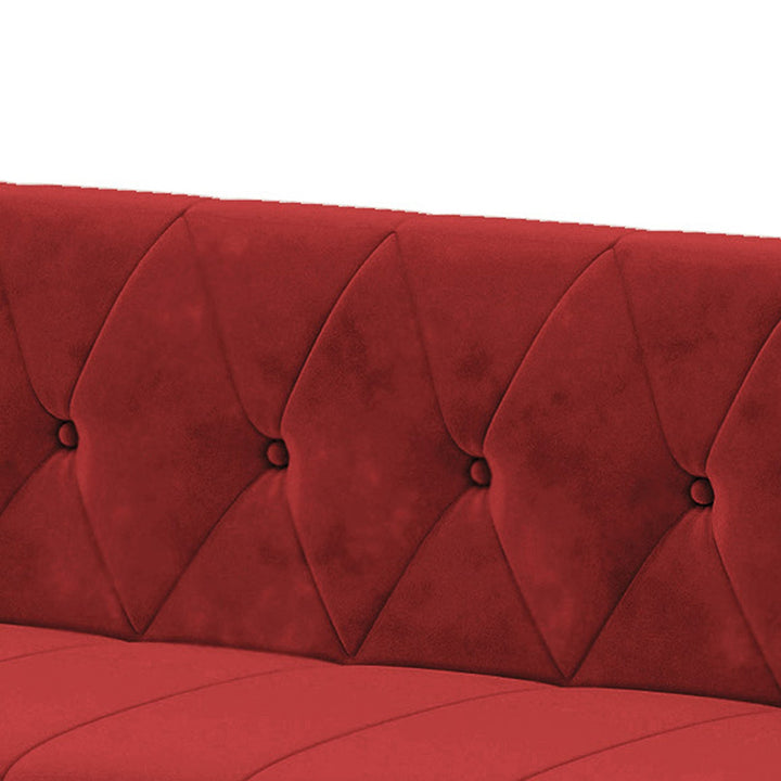 Bharat Lifestyle Alina Suede Velvet Fabric 3 + 2 + D + CT Seater (Finish Color - Red & Black) Sofa, Luxurious Looks and Comfortable Sofa for Living Room, Bedroom, Home and Office, Wooden Frame Sofa, Assembly DIY(Do - It - Yourself) - BHARAT LIFESPACE PRIVATE LIMITED