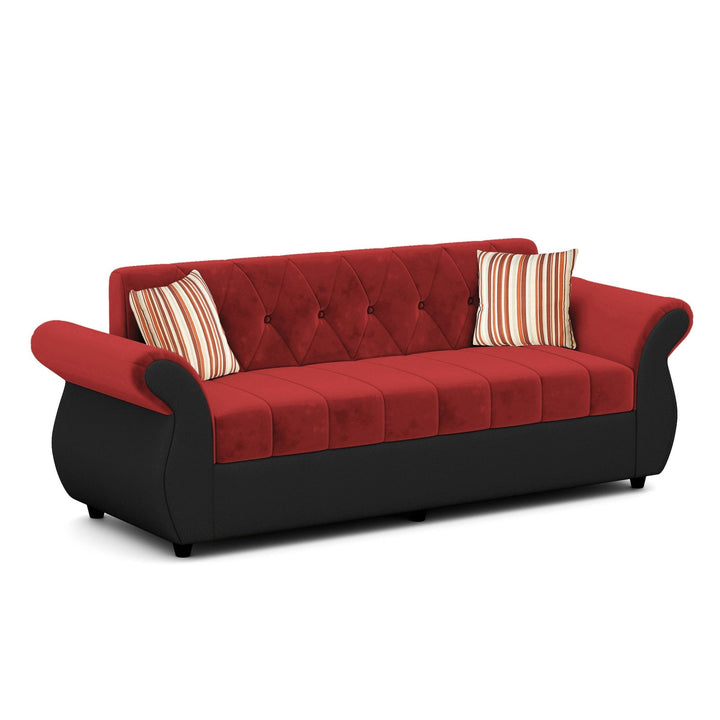 Bharat Lifestyle Alina Suede Velvet Fabric 3 + 2 + D + CT Seater (Finish Color - Red & Black) Sofa, Luxurious Looks and Comfortable Sofa for Living Room, Bedroom, Home and Office, Wooden Frame Sofa, Assembly DIY(Do - It - Yourself) - BHARAT LIFESPACE PRIVATE LIMITED