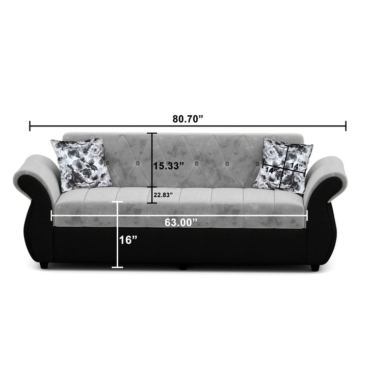 Bharat Lifestyle Alina Suede Velvet Fabric 3 + 2 Seater (Finish Color – Black and Grey) Sofa, Luxurious Looks and Comfortable Sofa for Living Room, Bedroom, Home and Office, Wooden Frame Sofa, Assembly DIY(Do - It - Yourself) - BHARAT LIFESPACE PRIVATE LIMITED