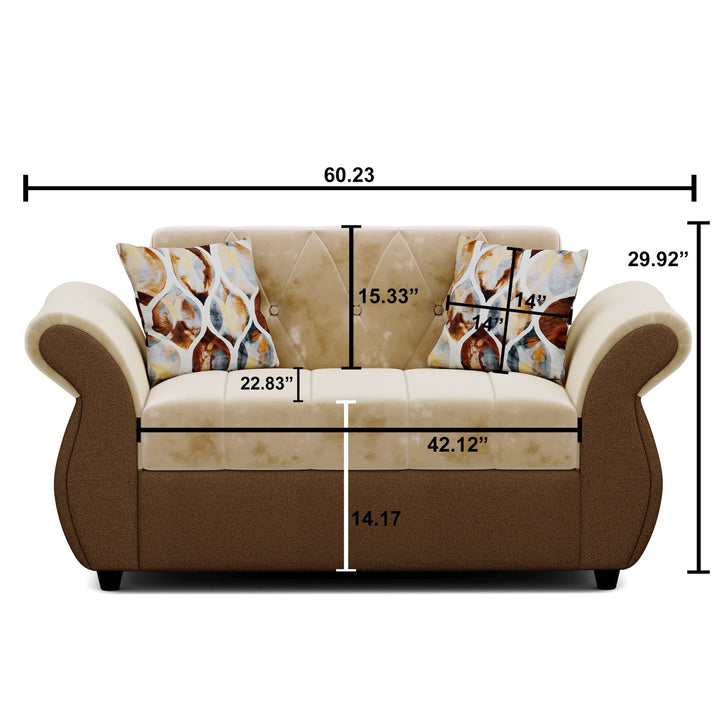 Bharat Lifestyle Alina Suede Velvet Fabric 3 + 2 Seater (Finish Color – Cream and Brown) Sofa, Luxurious Looks and Comfortable Sofa for Living Room, Bedroom, Home and Office, Wooden Frame Sofa, Assembly DIY(Do - It - Yourself) - BHARAT LIFESPACE PRIVATE LIMITED