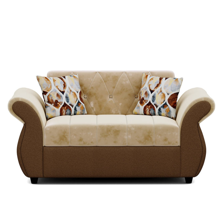 Bharat Lifestyle Alina Suede Velvet Fabric 3 + 2 Seater (Finish Color – Cream and Brown) Sofa, Luxurious Looks and Comfortable Sofa for Living Room, Bedroom, Home and Office, Wooden Frame Sofa, Assembly DIY(Do - It - Yourself) - BHARAT LIFESPACE PRIVATE LIMITED