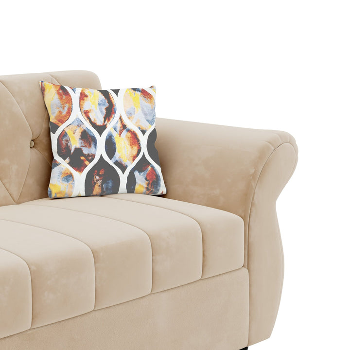 Bharat Lifestyle Alina Suede Velvet Fabric 3+2 Seater (Finish Color - Cream) Sofa, Luxurious Looks and Comfortable Sofa for Living Room, Bedroom, Home and Office, Wooden Frame Sofa, Assembly DIY(Do - It - Yourself) - BHARAT LIFESPACE PRIVATE LIMITED
