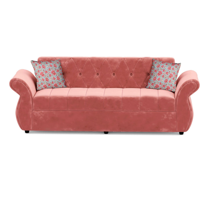 Bharat Lifestyle Alina Suede Velvet Fabric 3+2 Seater (Finish Color - Peach) Sofa, Luxurious Looks and Comfortable Sofa for Living Room, Bedroom, Home and Office, Wooden Frame Sofa, Assembly DIY(Do - It - Yourself) - BHARAT LIFESPACE PRIVATE LIMITED