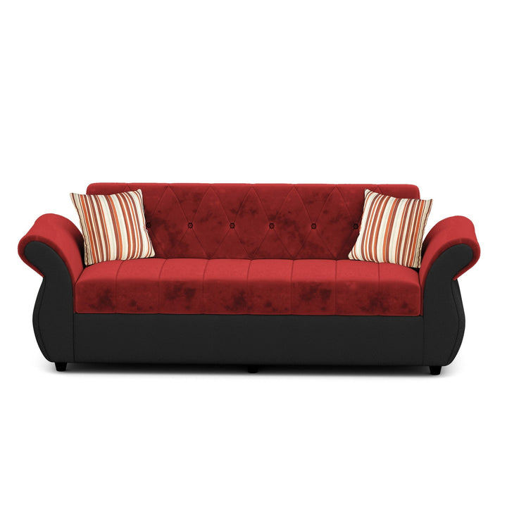 Bharat Lifestyle Alina Suede Velvet Fabric 3+2 Seater (Finish Color - Red and Black) Sofa, Luxurious Looks and Comfortable Sofa for Living Room, Bedroom, Home and Office, Wooden Frame Sofa, Red & Black, Assembly DIY(Do - It - Yourself) - BHARAT LIFESPACE PRIVATE LIMITED