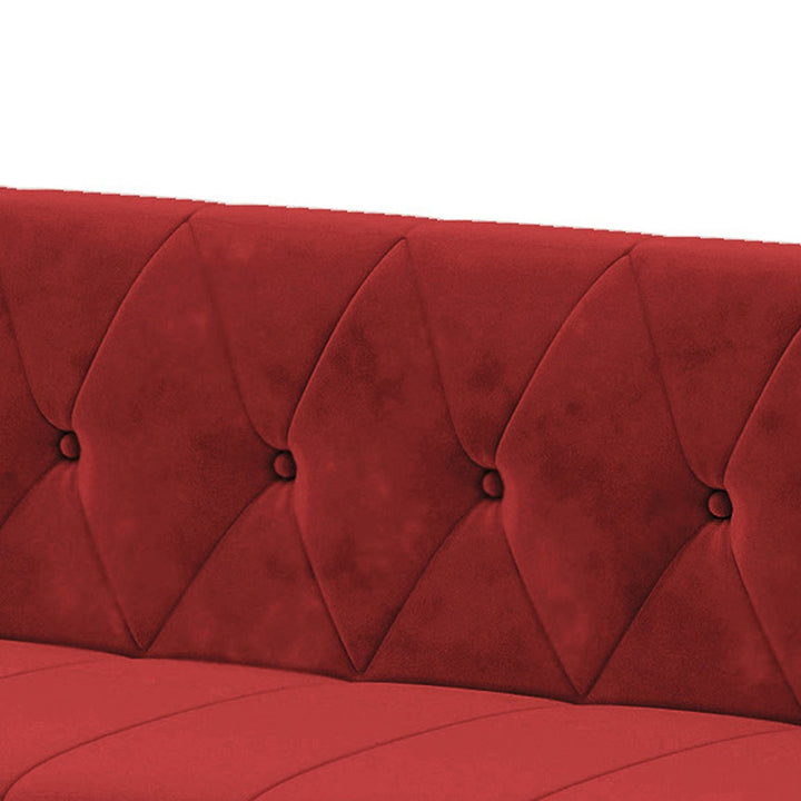 Bharat Lifestyle Alina Suede Velvet Fabric 3+2 Seater (Finish Color - Red and Black) Sofa, Luxurious Looks and Comfortable Sofa for Living Room, Bedroom, Home and Office, Wooden Frame Sofa, Red & Black, Assembly DIY(Do - It - Yourself) - BHARAT LIFESPACE PRIVATE LIMITED