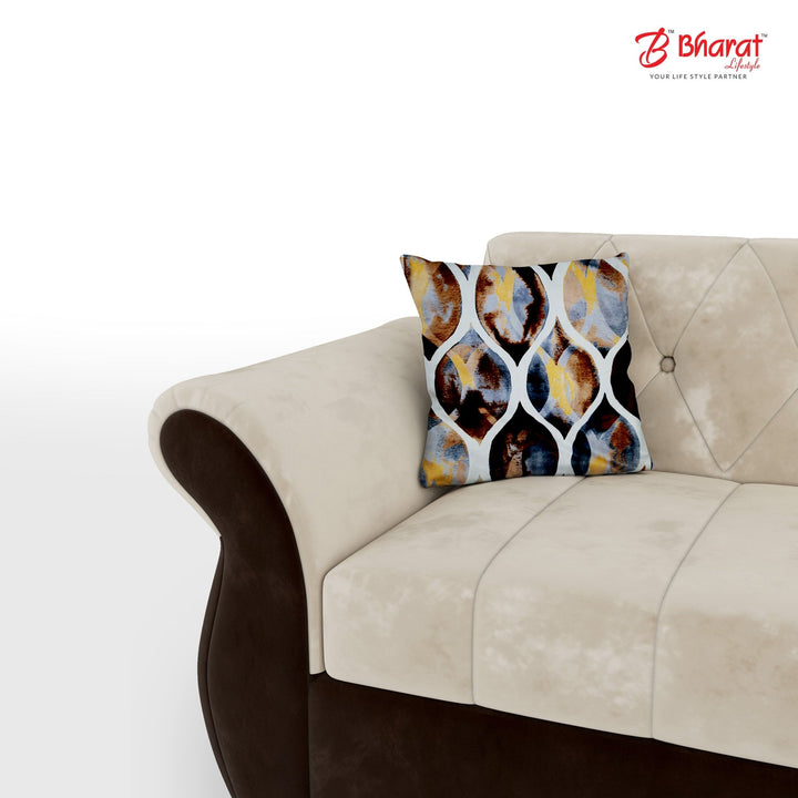 Bharat Lifestyle Alina Suede Velvet Fabric 6 Seater L - Shape (LHD) Sofa (Cream Brown) | Premium Corner Sofa for Living Room | Wooden Frame | DIY Assembly(Do - It - Yourself) | 1 Year Warranty - BHARAT LIFESPACE PRIVATE LIMITED