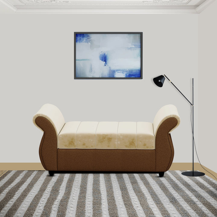 Bharat Lifestyle Alina Suede Velvet Fabric Diwan Sofa (Finish Color - Cream & Brown) | Luxurious and Comfortable Diwan for Living Room, Bedroom, Home & Office | Wooden Frame | DIY Assembly | 1 Year Warranty - BHARAT LIFESPACE PRIVATE LIMITED