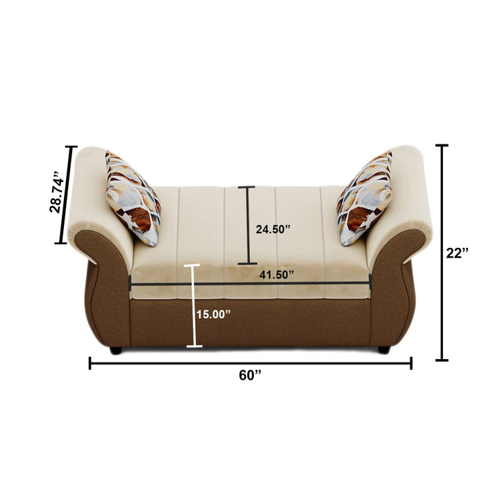 Bharat Lifestyle Alina Suede Velvet Fabric Diwan Sofa (Finish Color - Cream & Brown) | Luxurious and Comfortable Diwan for Living Room, Bedroom, Home & Office | Wooden Frame | DIY Assembly | 1 Year Warranty - BHARAT LIFESPACE PRIVATE LIMITED