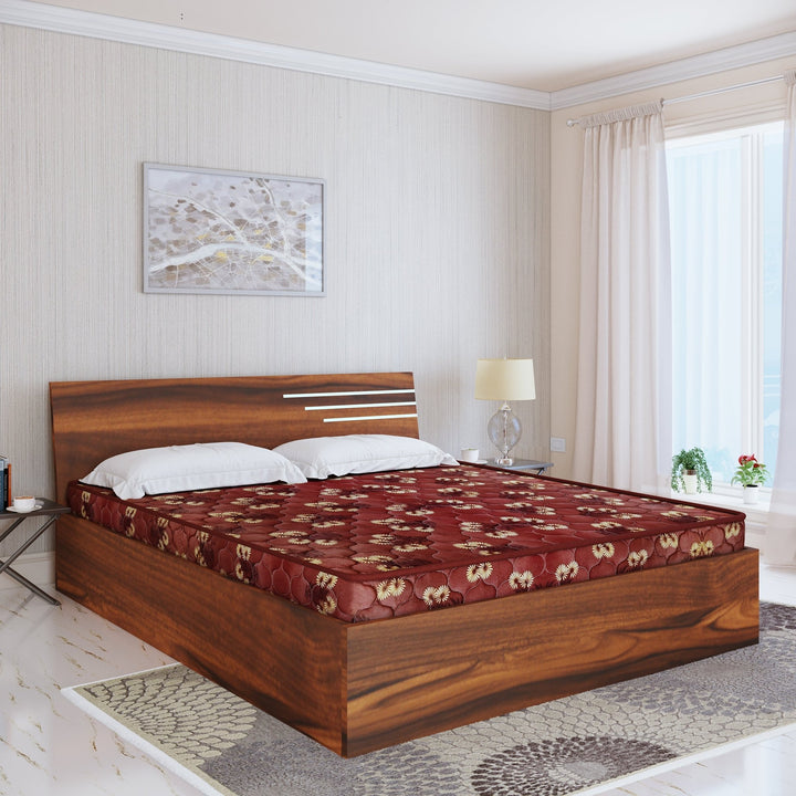 Bharat Lifestyle Amsterdam Bed With Mattress Engineered Wood Queen Bed (Finish Color - Brown With Mattress, Delivery Condition - Knock Down) - BHARAT LIFESPACE PRIVATE LIMITED