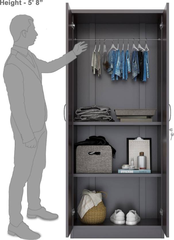 Bharat Lifestyle Amsterdam Engineered Wood 2 Door Wardrobe (Finish Color - Wenge, Knock Down) - BHARAT LIFESPACE PRIVATE LIMITED
