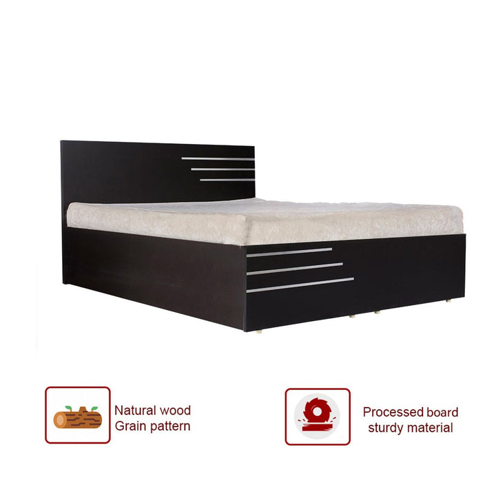 Bharat Lifestyle Amsterdam Engineered Wood King Bed (Finish Color - Flowery Wenge, Delivery Condition - Knock Down) - BHARAT LIFESPACE PRIVATE LIMITED