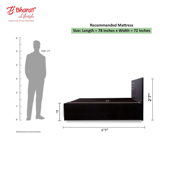 Bharat Lifestyle Amsterdam Engineered Wood King Bed (Finish Color - Wenge, Delivery Condition - Knock Down) - BHARAT LIFESPACE PRIVATE LIMITED