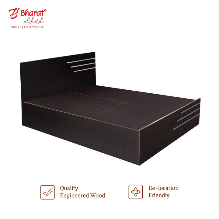 Bharat Lifestyle Amsterdam Engineered Wood Queen Bed (Finish Color - Flowery Wenge, Delivery Condition - Knock Down) - BHARAT LIFESPACE PRIVATE LIMITED
