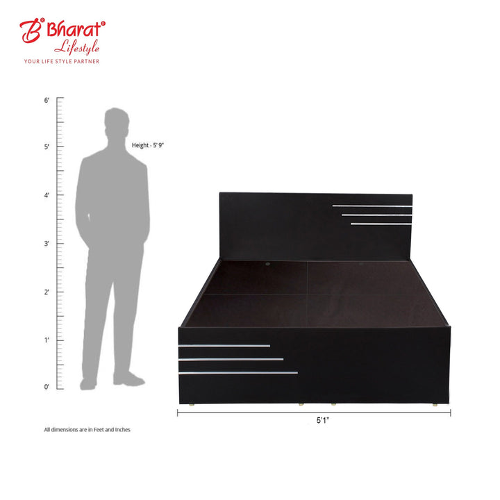 Bharat Lifestyle Amsterdam Engineered Wood Queen Bed (Finish Color - Flowery Wenge, Delivery Condition - Knock Down) - BHARAT LIFESPACE PRIVATE LIMITED