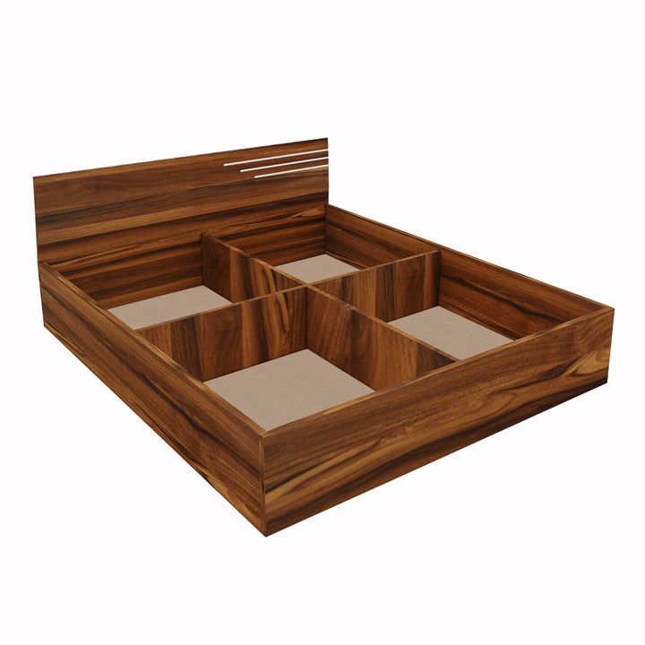 Bharat Lifestyle Amsterdam Engineered Wood Queen Size Bed with Storage, Wooden Double Bed for Bedroom, Living Room, Color - Brown, Melamine Finish, Delivery Condition - Knock Down, 1 Year Warranty - BHARAT LIFESPACE PRIVATE LIMITED