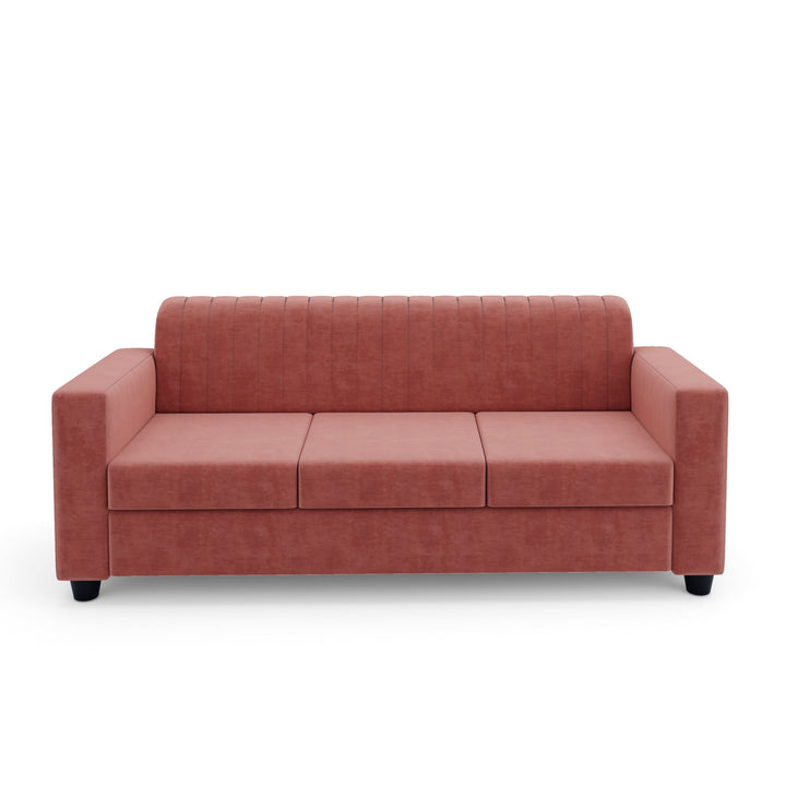 Bharat Lifestyle Andros Suede Velvet 3 Seater Sofa (Peach) for Living Room, Bedroom, Home and Office | Soft Premium Fabric | DIY Assembly | Sturdy Wooden Frame | Comfortable Seating | 1 Year Warranty - BHARAT LIFESPACE PRIVATE LIMITED
