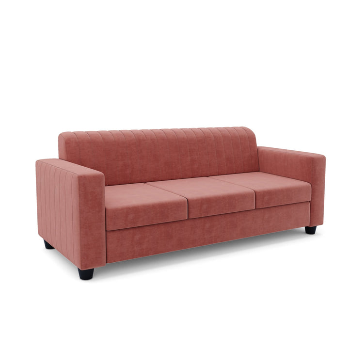 Bharat Lifestyle Andros Suede Velvet 3 Seater Sofa (Peach) for Living Room, Bedroom, Home and Office | Soft Premium Fabric | DIY Assembly | Sturdy Wooden Frame | Comfortable Seating | 1 Year Warranty - BHARAT LIFESPACE PRIVATE LIMITED