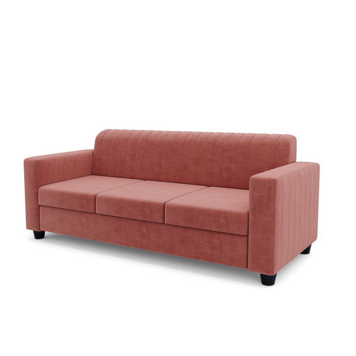 Bharat Lifestyle Andros Suede Velvet 3 Seater Sofa (Peach) for Living Room, Bedroom, Home and Office | Soft Premium Fabric | DIY Assembly | Sturdy Wooden Frame | Comfortable Seating | 1 Year Warranty - BHARAT LIFESPACE PRIVATE LIMITED