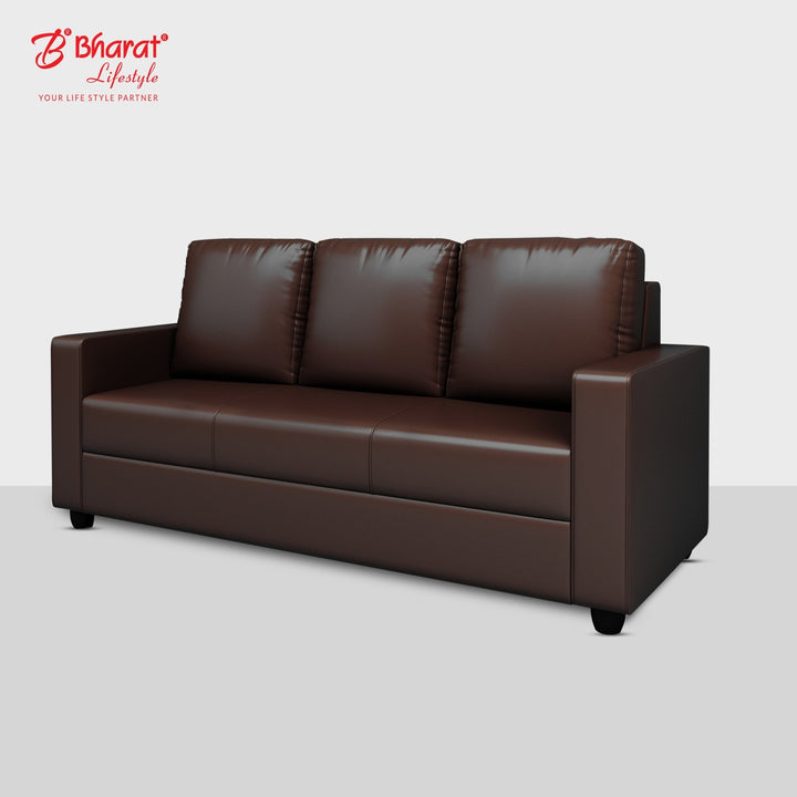 Bharat Lifestyle Aristo Leatherette 3 Seater Sofa (Brown) for Living Room, Bedroom, Home and Office| Elegant Design | DIY Assembly | Durable Wooden Frame | Comfortable Seating | 1 Year Warranty - BHARAT LIFESPACE PRIVATE LIMITED