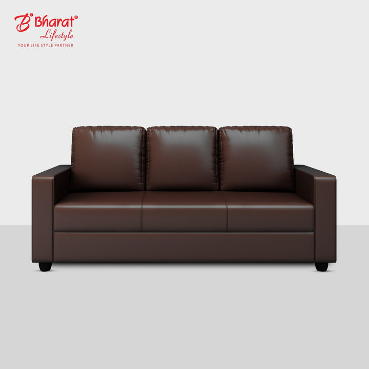 Bharat Lifestyle Aristo Leatherette 3 Seater Sofa (Brown) for Living Room, Bedroom, Home and Office| Elegant Design | DIY Assembly | Durable Wooden Frame | Comfortable Seating | 1 Year Warranty - BHARAT LIFESPACE PRIVATE LIMITED