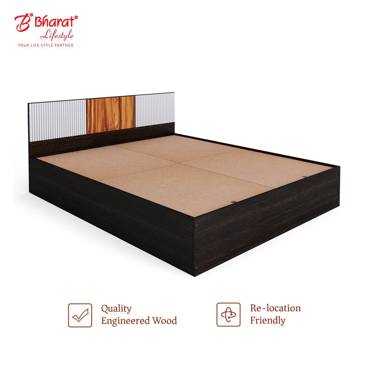 Bharat Lifestyle Aruba Engineered Wood Queen Bed Without Storage, Wooden Double Bed for Bedroom, Living Room, Color – Wenge, Delivery Condition - Knock Down, 1 Year Warranty - BHARAT LIFESPACE PRIVATE LIMITED