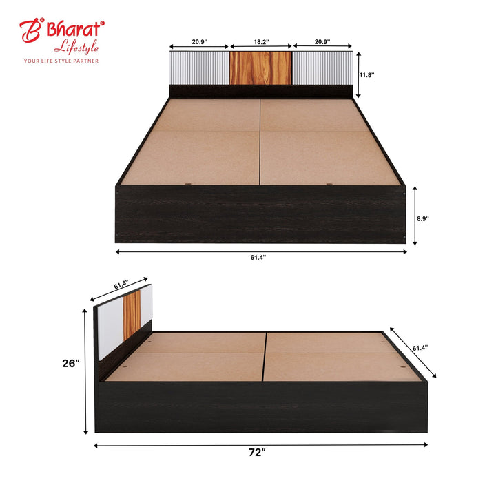 Bharat Lifestyle Aruba Engineered Wood Queen Bed Without Storage, Wooden Double Bed for Bedroom, Living Room, Color – Wenge, Delivery Condition - Knock Down, 1 Year Warranty - BHARAT LIFESPACE PRIVATE LIMITED
