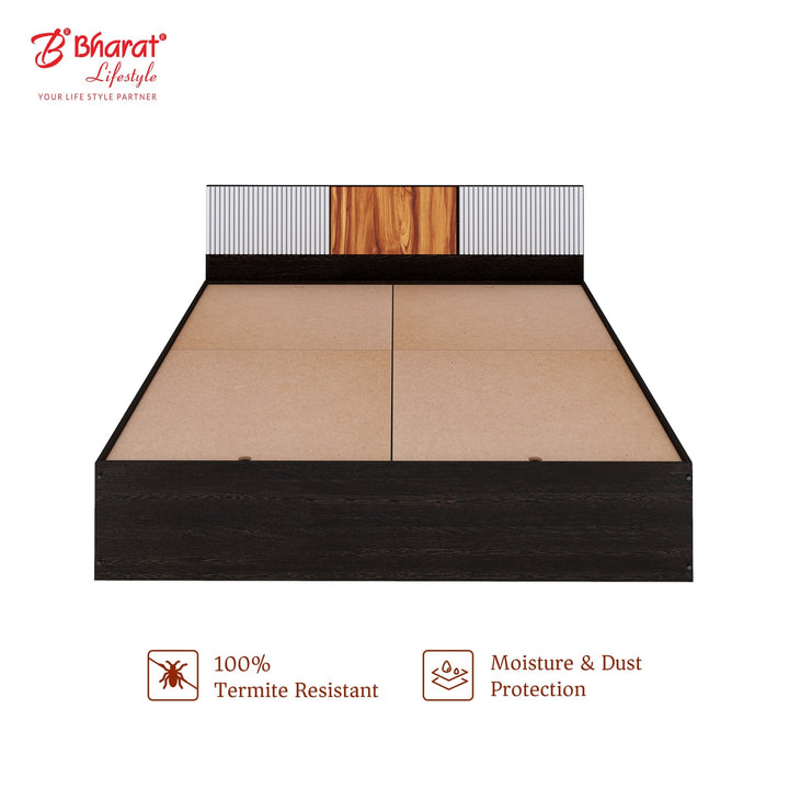 Bharat Lifestyle Aruba Engineered Wood Queen Bed Without Storage, Wooden Double Bed for Bedroom, Living Room, Color – Wenge, Delivery Condition - Knock Down, 1 Year Warranty - BHARAT LIFESPACE PRIVATE LIMITED