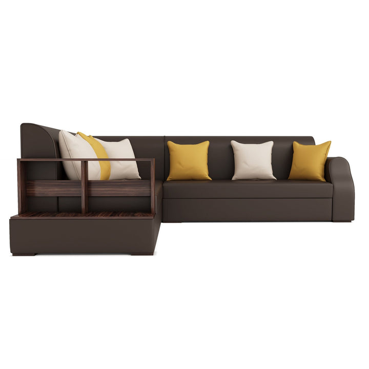 Bharat Lifestyle Aston Leatherette 6 Seater Left Facing Sofa (Finish Color - Brown, DIY(Do - It - Yourself) - BHARAT LIFESPACE PRIVATE LIMITED