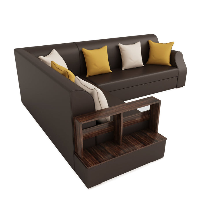 Bharat Lifestyle Aston Leatherette 6 Seater Left Facing Sofa (Finish Color - Brown, DIY(Do - It - Yourself) - BHARAT LIFESPACE PRIVATE LIMITED