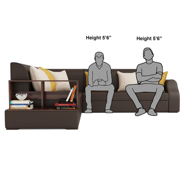 Bharat Lifestyle Aston Leatherette 6 Seater Left Facing Sofa (Finish Color - Brown, DIY(Do - It - Yourself) - BHARAT LIFESPACE PRIVATE LIMITED