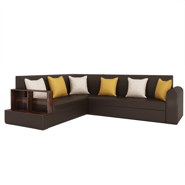 Bharat Lifestyle Aston Leatherette 6 Seater Left Facing Sofa (Finish Color - Brown, DIY(Do - It - Yourself) - BHARAT LIFESPACE PRIVATE LIMITED
