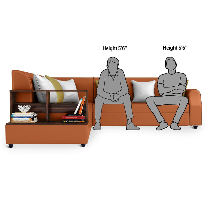 Bharat Lifestyle Aston Leatherette 6 Seater Left Facing Sofa (Finish Color - Tan, DIY(Do - It - Yourself) - BHARAT LIFESPACE PRIVATE LIMITED
