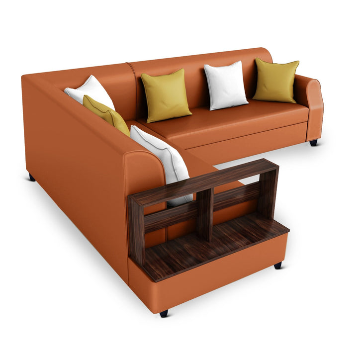 Bharat Lifestyle Aston Leatherette 6 Seater Left Facing Sofa (Finish Color - Tan, DIY(Do - It - Yourself) - BHARAT LIFESPACE PRIVATE LIMITED