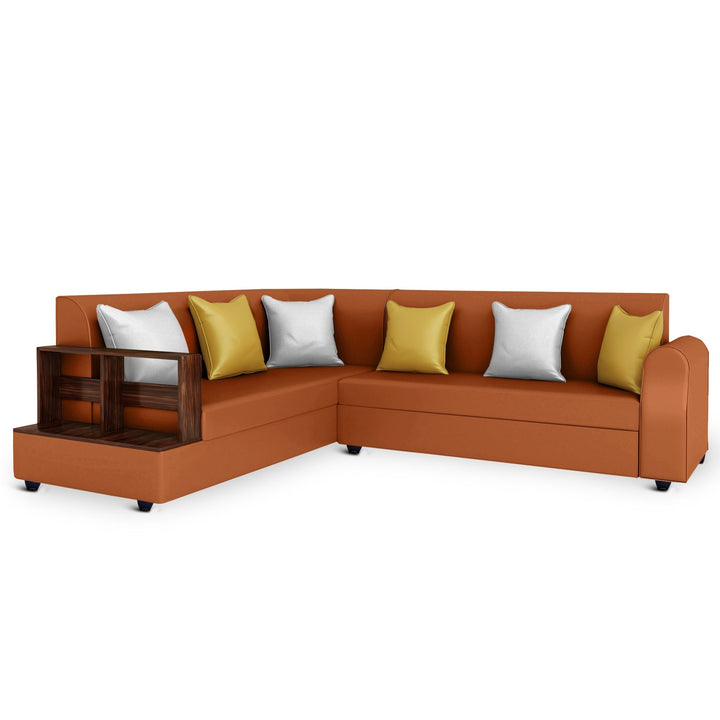 Bharat Lifestyle Aston Leatherette 6 Seater Left Facing Sofa (Finish Color - Tan, DIY(Do - It - Yourself) - BHARAT LIFESPACE PRIVATE LIMITED