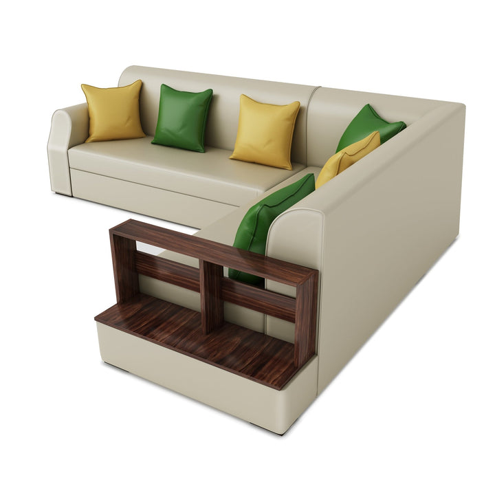 Bharat Lifestyle Aston Leatherette 6 Seater Right Facing Sofa (Finish Color - Beige, DIY(Do - It - Yourself) - BHARAT LIFESPACE PRIVATE LIMITED