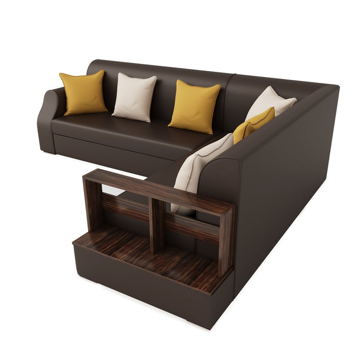 Bharat Lifestyle Aston Leatherette 6 Seater Right Facing Sofa (Finish Color - Brown, DIY(Do - It - Yourself) - BHARAT LIFESPACE PRIVATE LIMITED