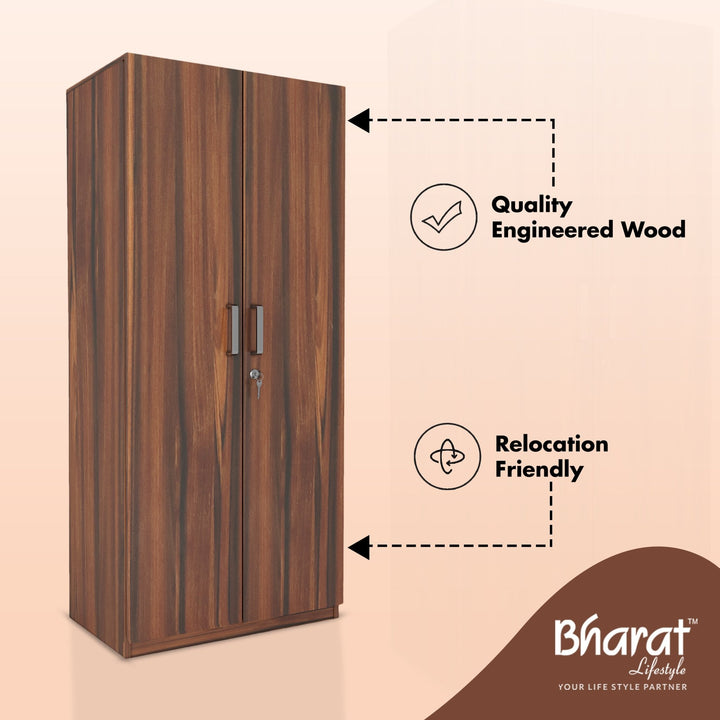Bharat Lifestyle Atlanta Engineered Wood 2 Door Wardrobe (Finish Color - Brown, Knock Down) - BHARAT LIFESPACE PRIVATE LIMITED